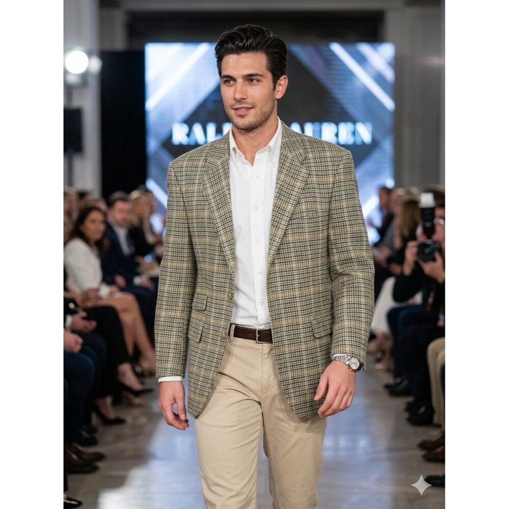 Lauren Ralph Lauren Blazer 42R Mens Silk Wool Linen Plaid Sport Coat Canada